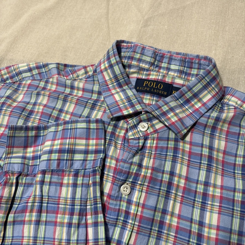 Ralph Lauren Polo Mens Designer XL Light Blue Pink Plaid Casual Shirt‎ Colorful